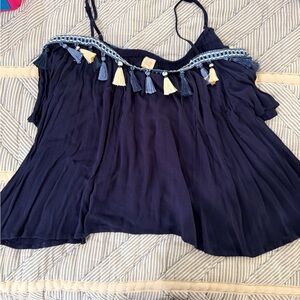 Surf Gypsy Navy Camisole with Tassel Accents